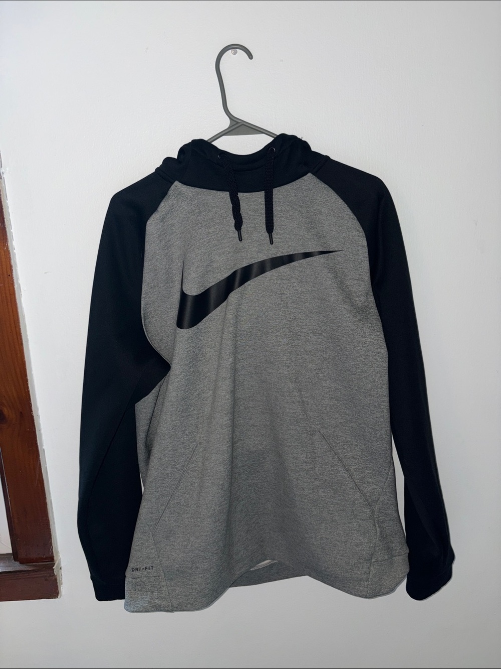 Nike Gray and Black Swoosh Dri-FIT Pullover Hoodie